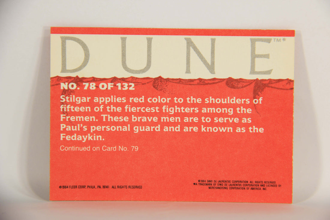 Dune 1984 Trading Card #78 A Brilliant Red Color Marks The Fedaykin L014383