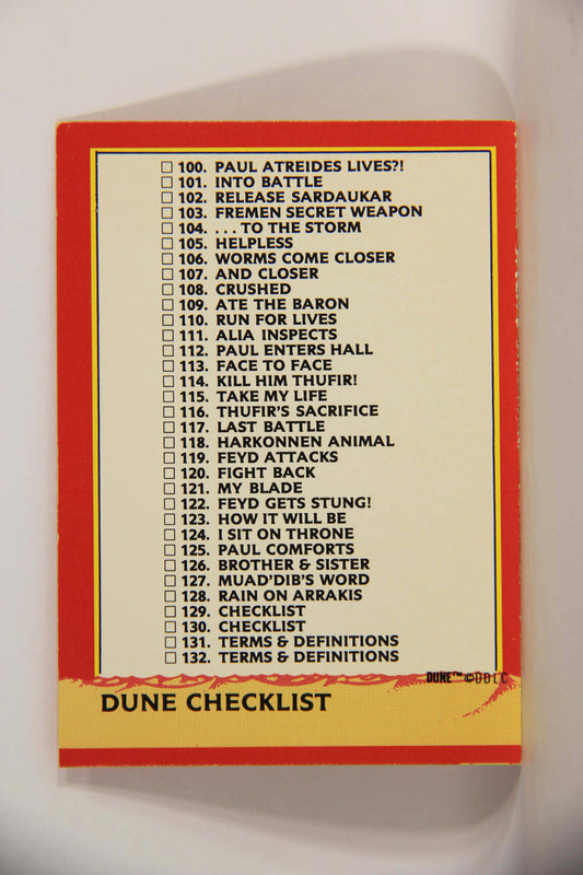Dune 1984 Trading Card #130 Dune Checklist L014435