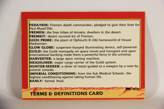 Dune 1984 Trading Card #131 Terms & Definitions Card L014436