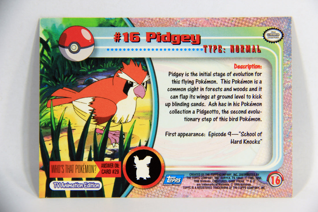 Pokémon Card Pidgey #16 TV Animation Blue Logo 1st Print ENG L015953