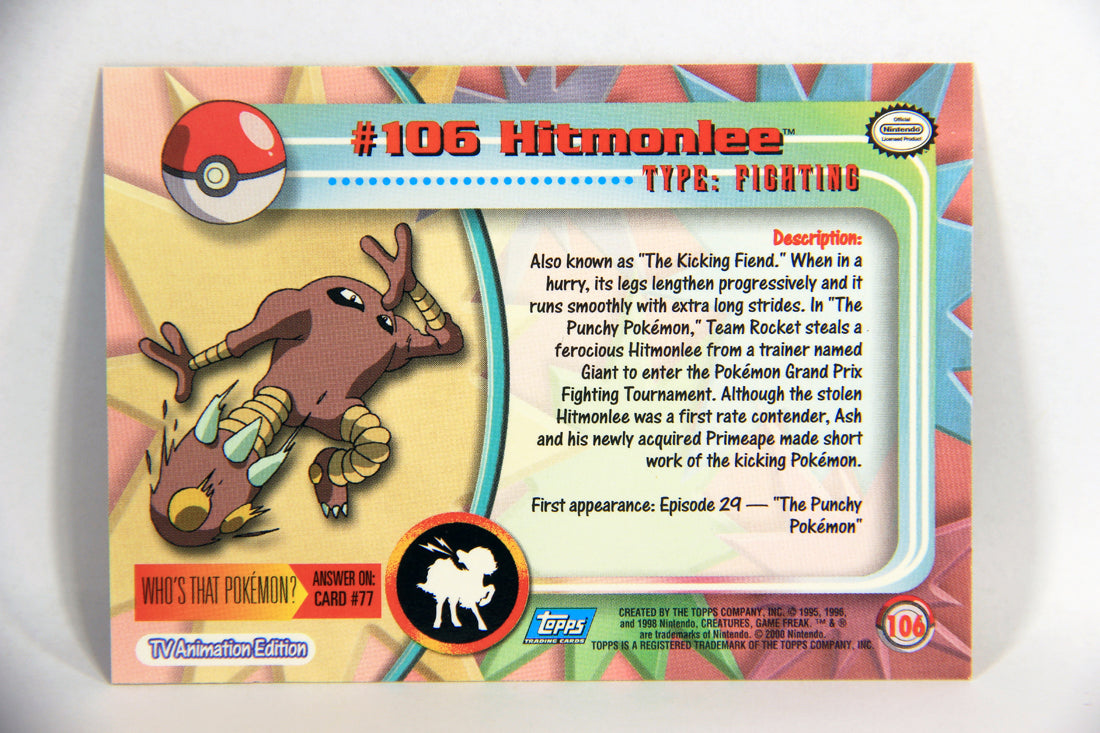 Pokmon Card Hitmonlee #106 TV Animation Blue Logo 1st Print ENG L0159 AGS Collectibles Pokmon Card Hitmonlee #106 TV Animation Blue Logo 1st Print ENG L0159 AGS Collectibles