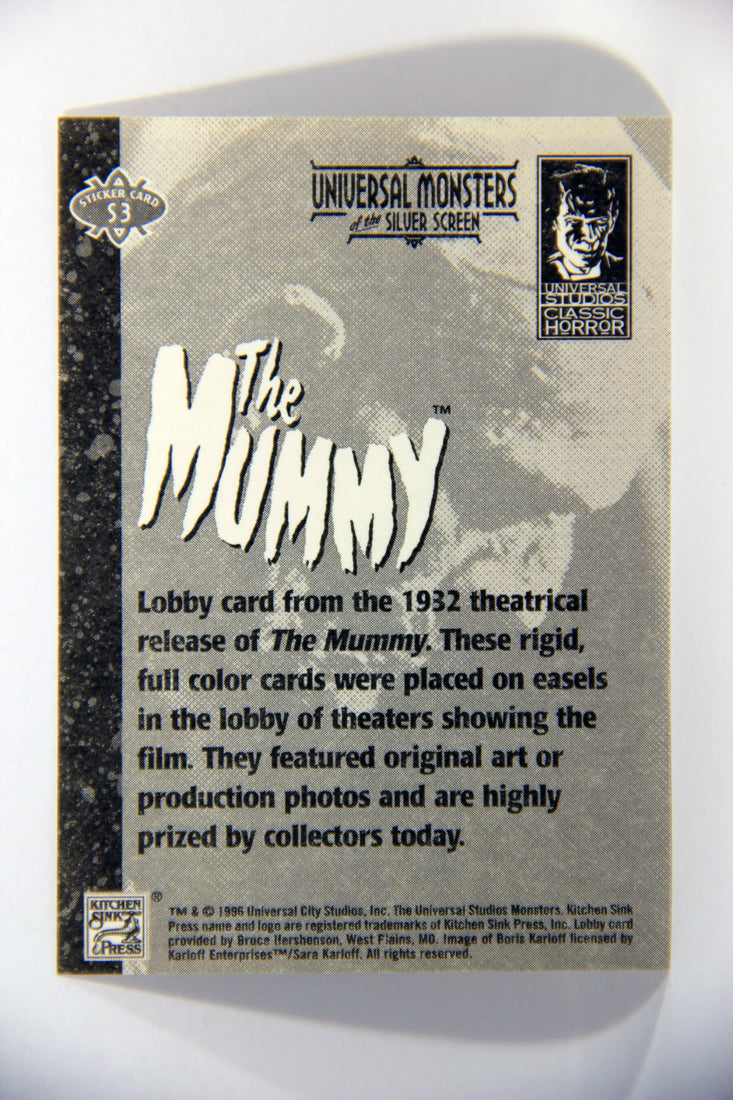 Universal Monsters Of The Silver Screen 1996 Sticker Card #S3 The Mummy 1932 L016026