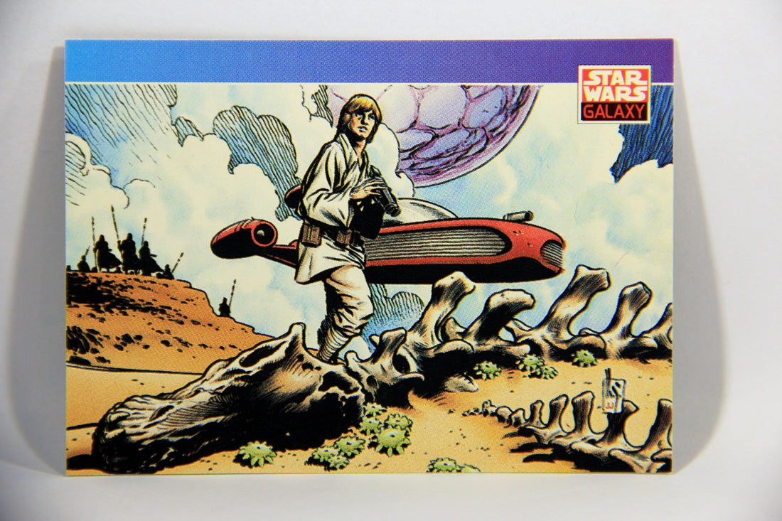 Star Wars Galaxy 1993 Topps Card #122 Luke On Tatooine Artwork ENG L016039