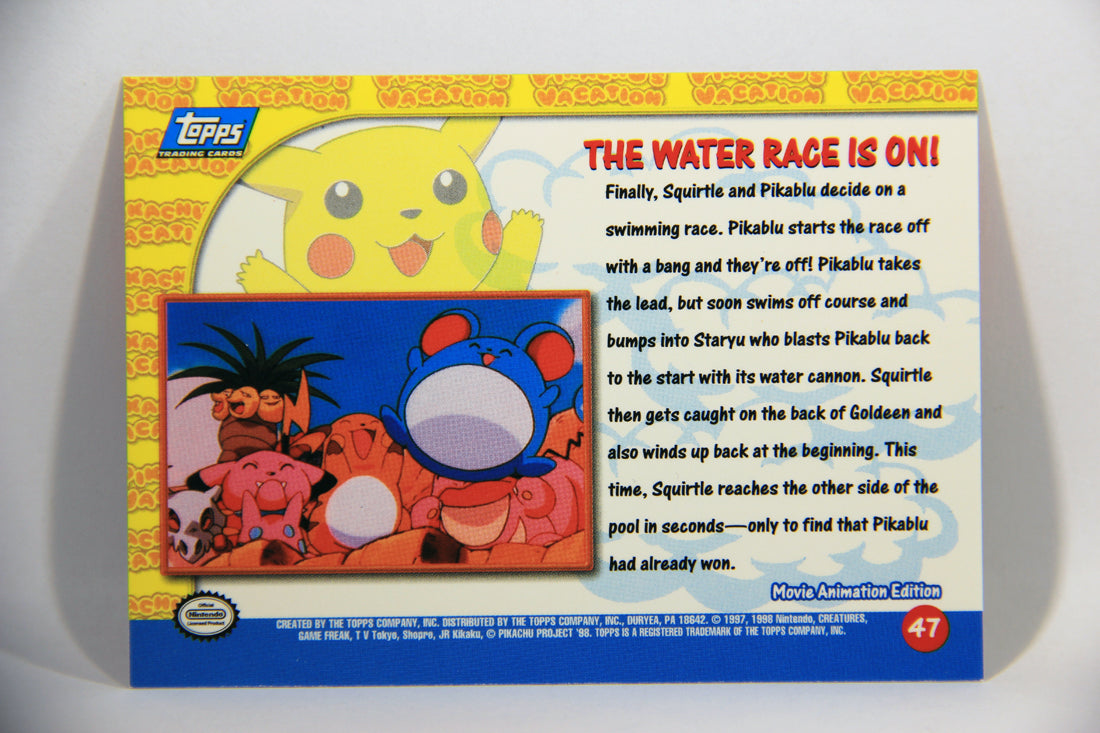 Pokmon Card First Movie #47 The Water Race Is On - Blue Logo 1st Prin AGS Collectibles Pokmon Card First Movie #47 The Water Race Is On - Blue Logo 1st Prin AGS Collectibles