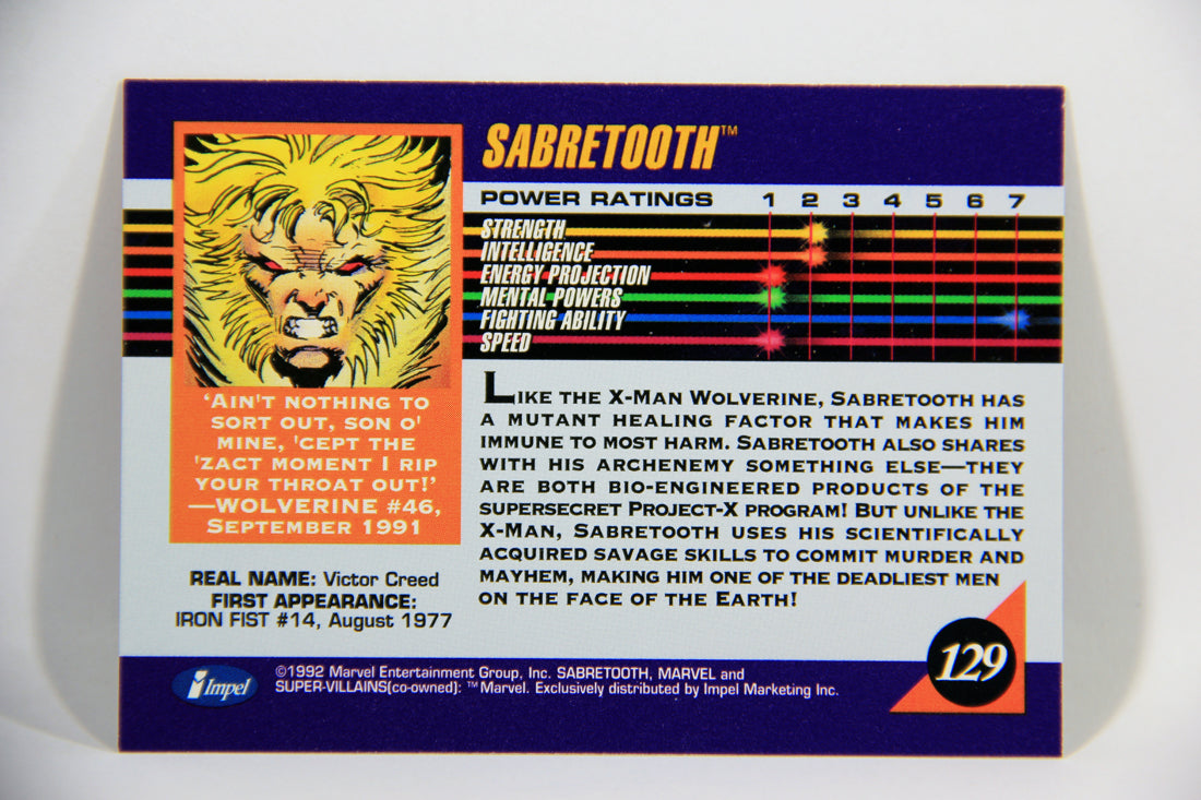 1992 Marvel Universe Series 3 Trading Card #129 Sabretooth ENG L016096