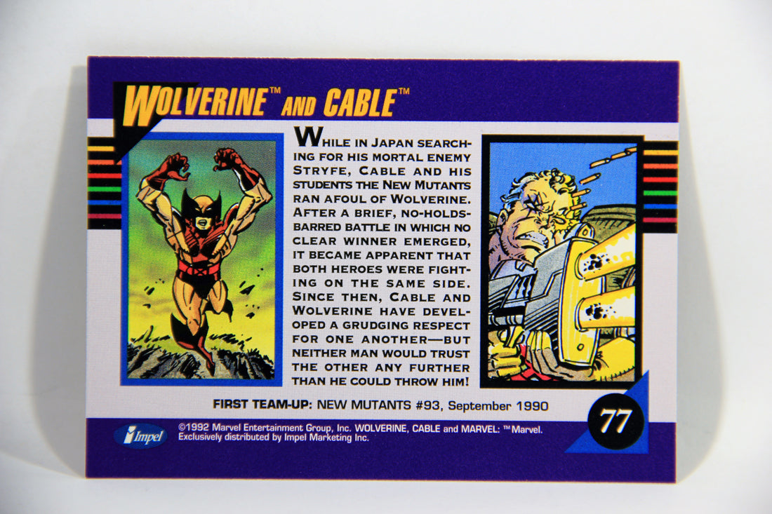 1992 Marvel Universe Series 3 Trading Card #77 Wolverine And Cable ENG L016104