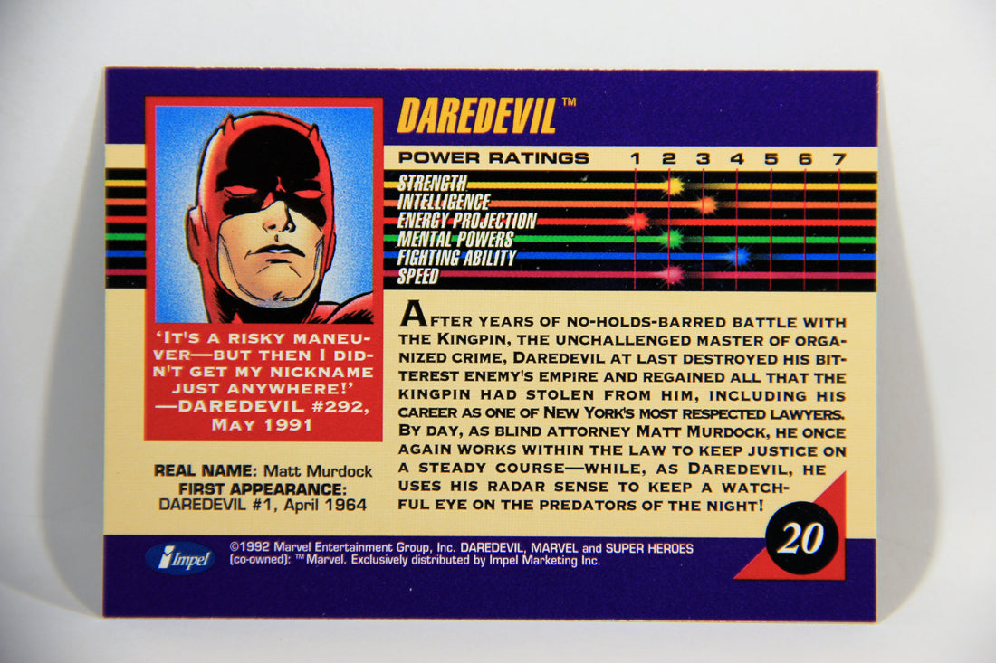 1992 Marvel Universe Series 3 Trading Card #20 Daredevil ENG L016114