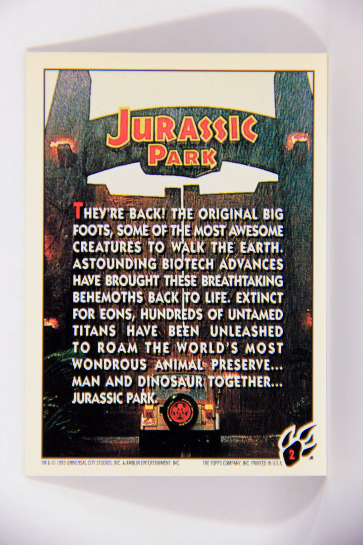 Jurassic Park 1993 Trading Card #2 Welcome To Jurassic Park ENG Topps L016253