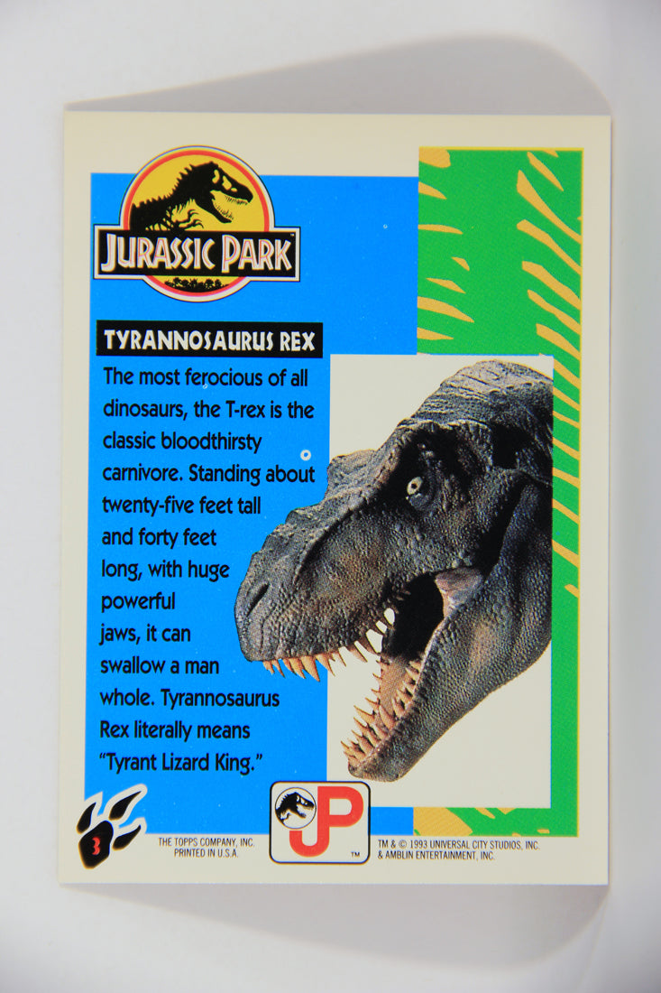 Jurassic Park 1993 Trading Card #3 Tyrannosaurus Rex ENG Topps L016254