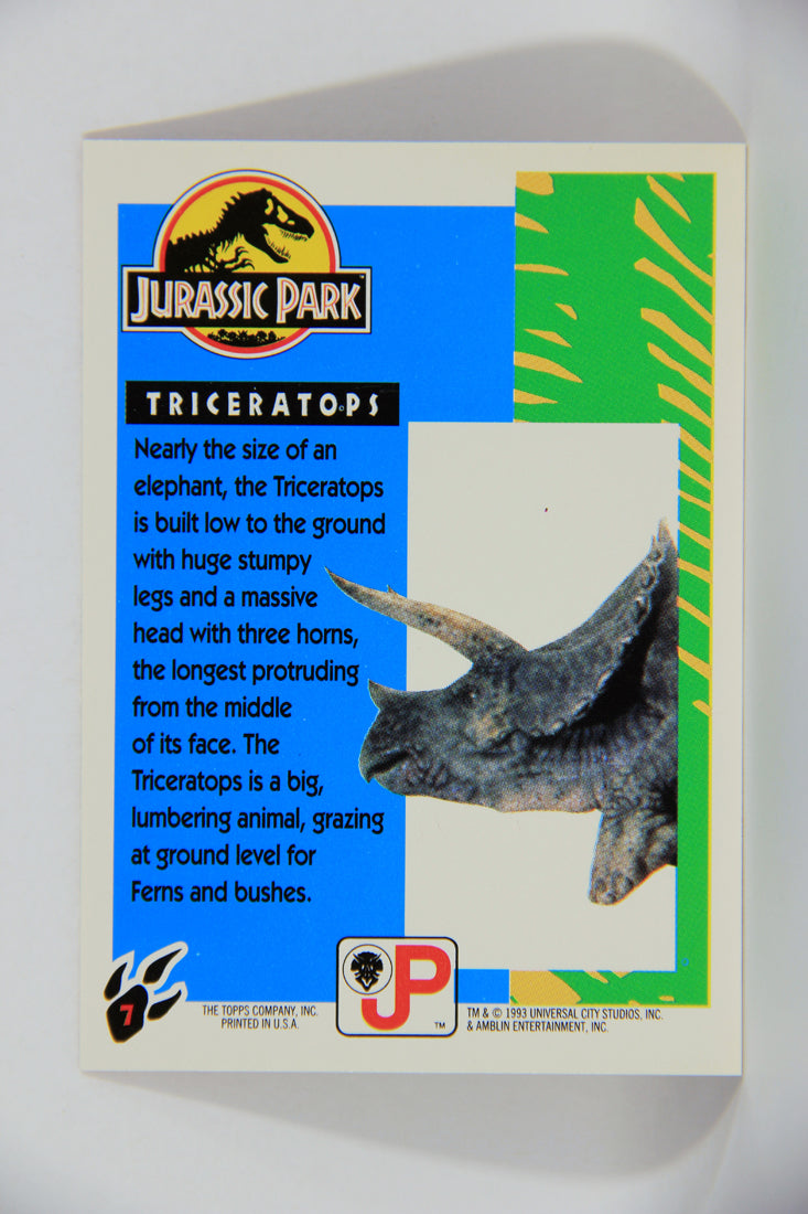 Jurassic Park 1993 Trading Card #7 Triceratops ENG Topps L016258