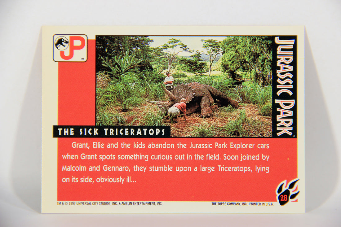 Jurassic Park 1993 Trading Card #28 The Sick Triceratops ENG Topps L016279