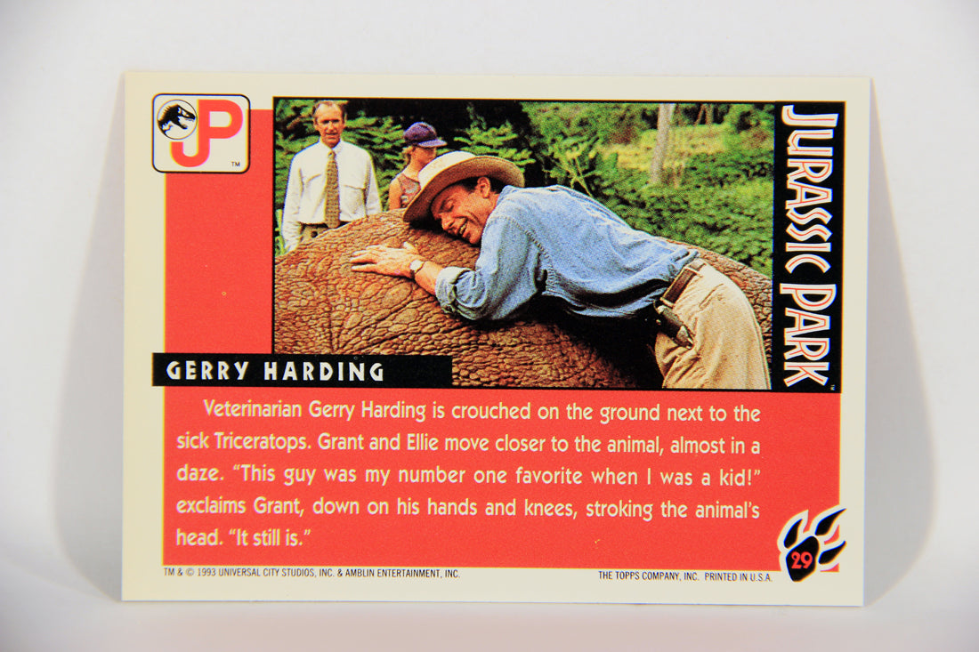 Jurassic Park 1993 Trading Card #29 Gerry Harding ENG Topps L016280