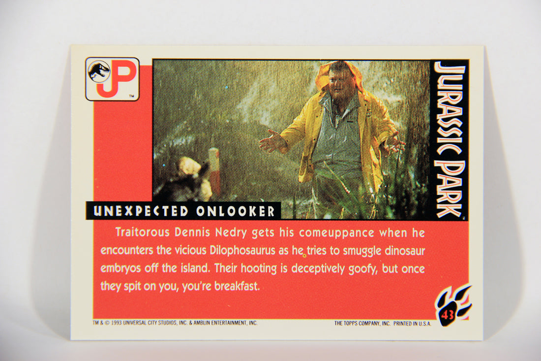 Jurassic Park 1993 Trading Card #43 Unexpected Onlooker ENG Topps L016294