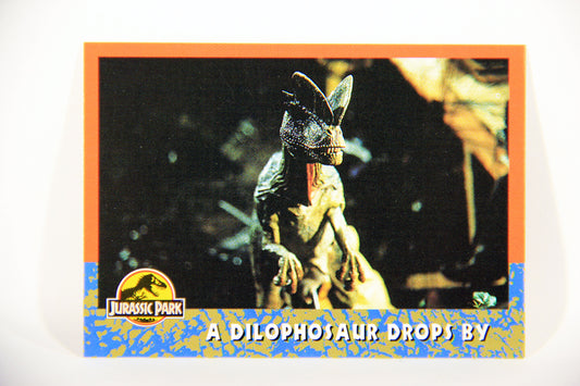 Jurassic Park 1993 Trading Card #44 A Dilophosaur Drops By ENG Topps L016295