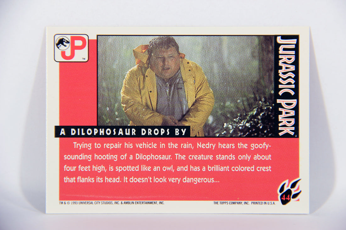 Jurassic Park 1993 Trading Card #44 A Dilophosaur Drops By ENG Topps L016295