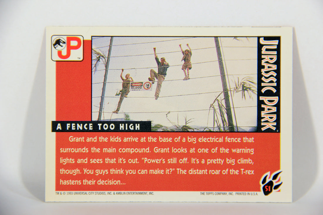 Jurassic Park 1993 Trading Card #51 A Fence Too High ENG Topps L016302