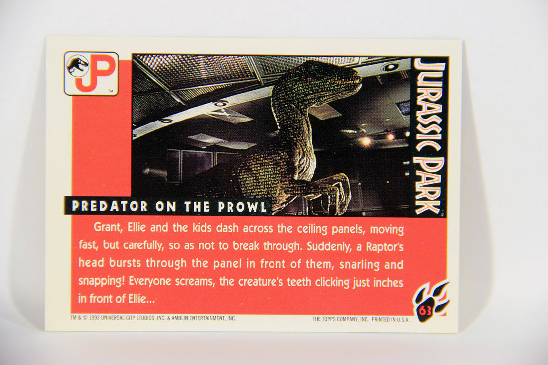 Jurassic Park 1993 Trading Card #63 Predator On The Prowl ENG Topps L016314