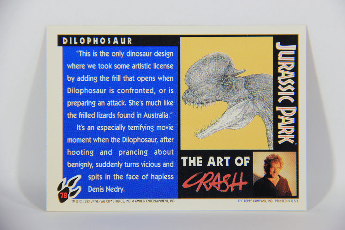 Jurassic Park 1993 Trading Card #78 Dilophosaur ENG Topps Artwork L016329