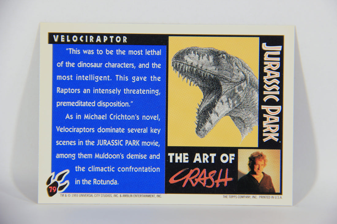 Jurassic Park 1993 Trading Card #79 Velociraptor ENG Topps Artwork L016330