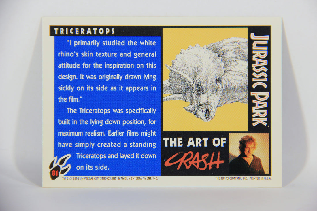 Jurassic Park 1993 Trading Card #81 Triceratops ENG Topps Artwork L016332