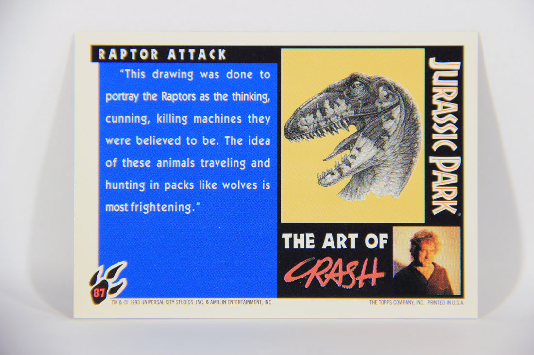 Jurassic Park 1993 Trading Card #87 Raptor Attack ENG Topps Artwork L016338