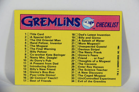 Gremlins 1984 Trading Card #82 Gremlins Checklist ENG Topps L016508