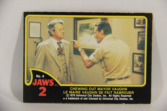 Jaws 2 - 1978 Trading Card #4 Chewing Out Mayor Vaughn FR-ENG Canada OPC L016512