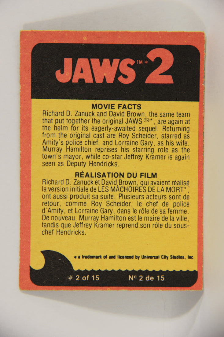 Jaws 2 - 1978 Trading Card #7 A Close Brush With Death FR-ENG Canada OPC L016515