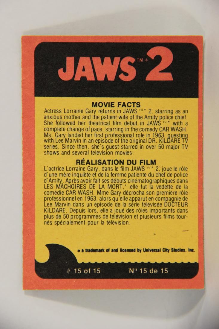 Jaws 2 - 1978 Trading Card #13 The Calm Before The Storm FR-ENG Canada OPC L016521