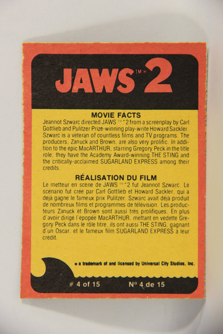 Jaws 2 - 1978 Trading Card #25 Rescued From Certain Death FR-ENG Can OPC L016533