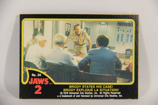 Jaws 2 - 1978 Trading Card #34 Brody States His Case FR-ENG Canada OPC L016542