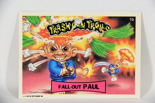 Trash Can Trolls 1992 Topps Trading Card Sticker #1b Fall-Out Paul L016612