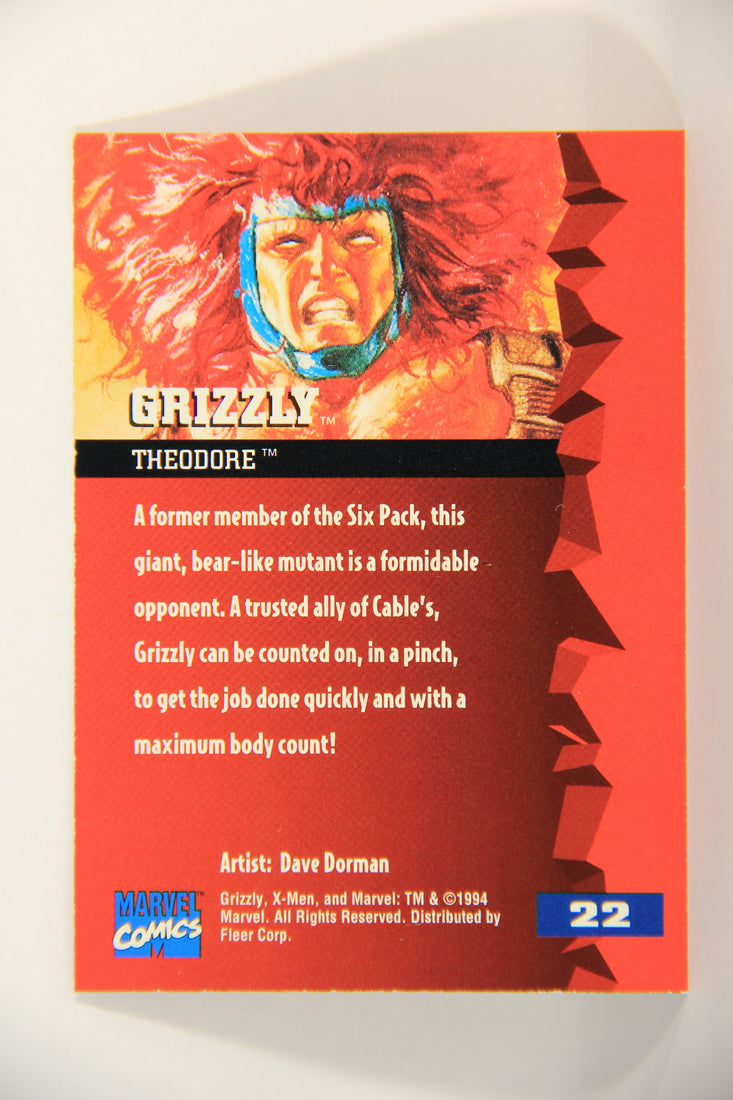 X-Men Fleer Ultra 95' - 1994 Trading Card #22 Grizzly L016677