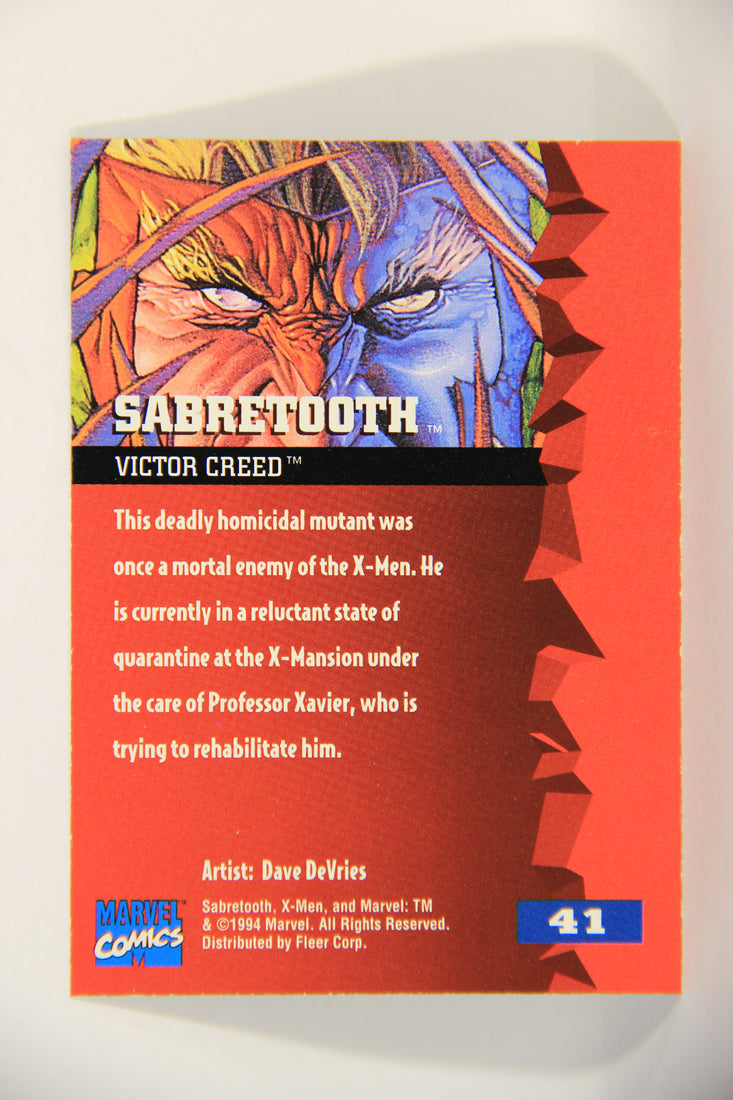 X-Men Fleer Ultra 95' - 1994 Trading Card #41 Sabretooth L016696