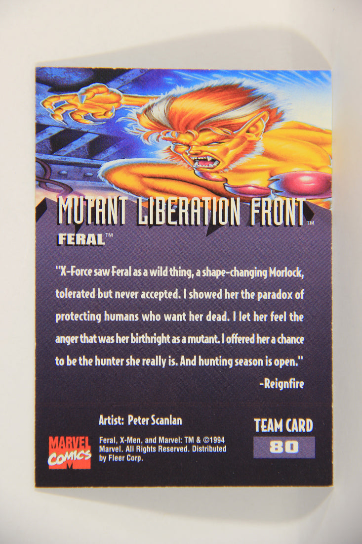 X-Men Fleer Ultra 95' - 1994 Trading Card #80 Feral L016735