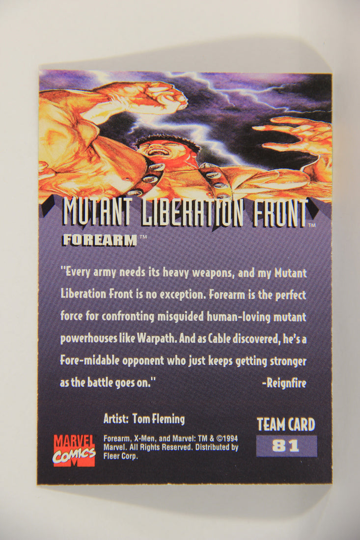 X-Men Fleer Ultra 95' - 1994 Trading Card #81 Forearm L016736