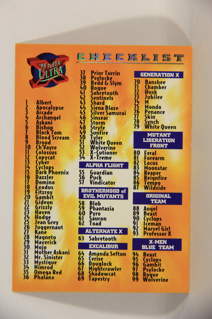 X-Men Fleer Ultra 95' - 1994 Trading Card #150 Checklist L016805