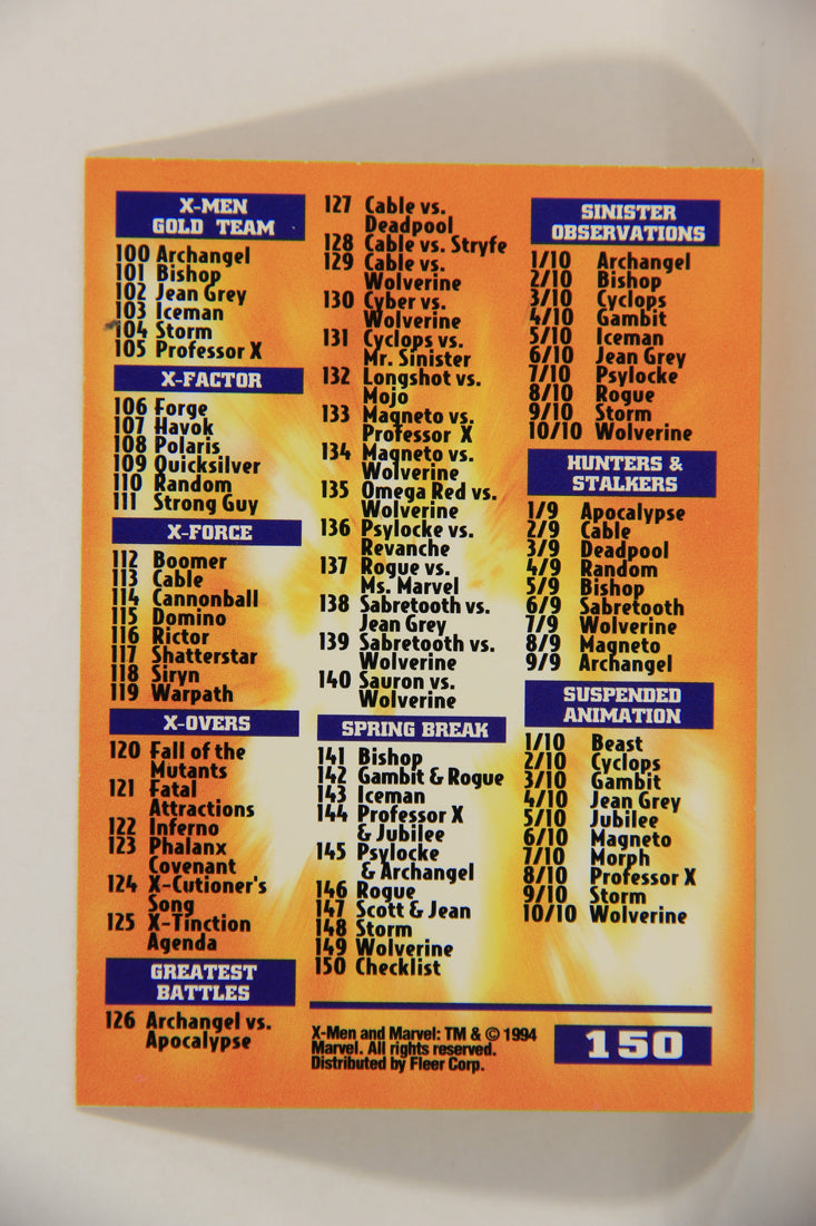 X-Men Fleer Ultra 95' - 1994 Trading Card #150 Checklist L016805