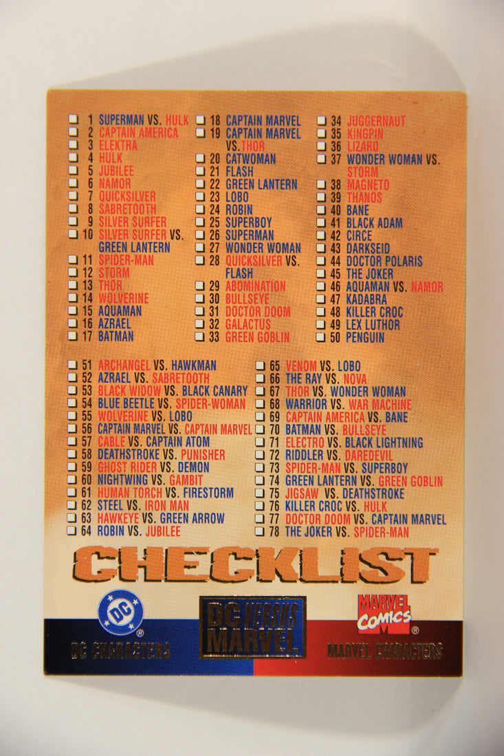 DC Versus Marvel Comics 1995 Trading Card #100 Checklist ENG L016822