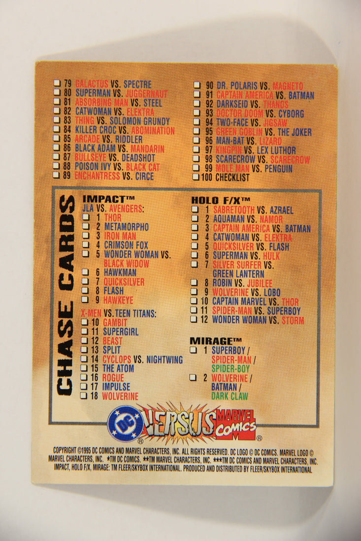 DC Versus Marvel Comics 1995 Trading Card #100 Checklist ENG L016822