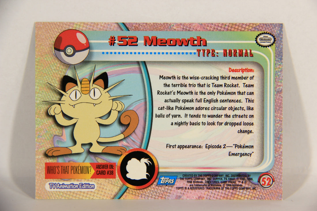 Pokémon Card Meowth #52 TV Animation Blue Logo 1st Print ENG L016830