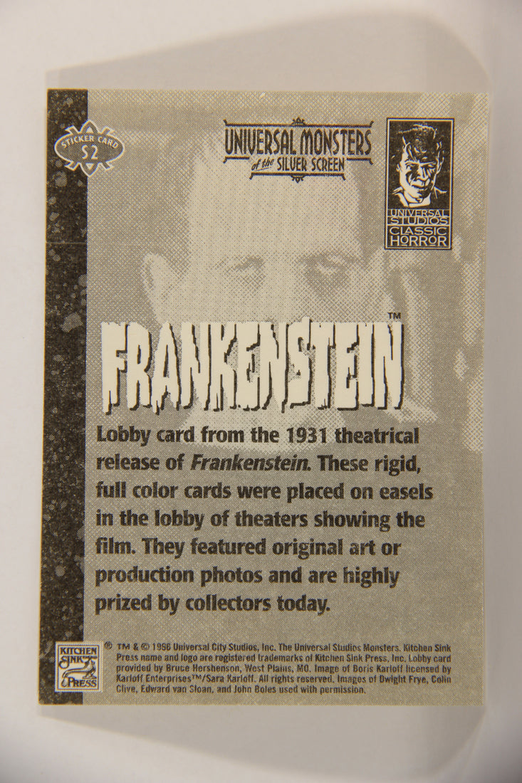 Universal Monsters Of The Silver Screen 1996 Sticker Card #S2 Frankenstein 1931 Karloff L016868