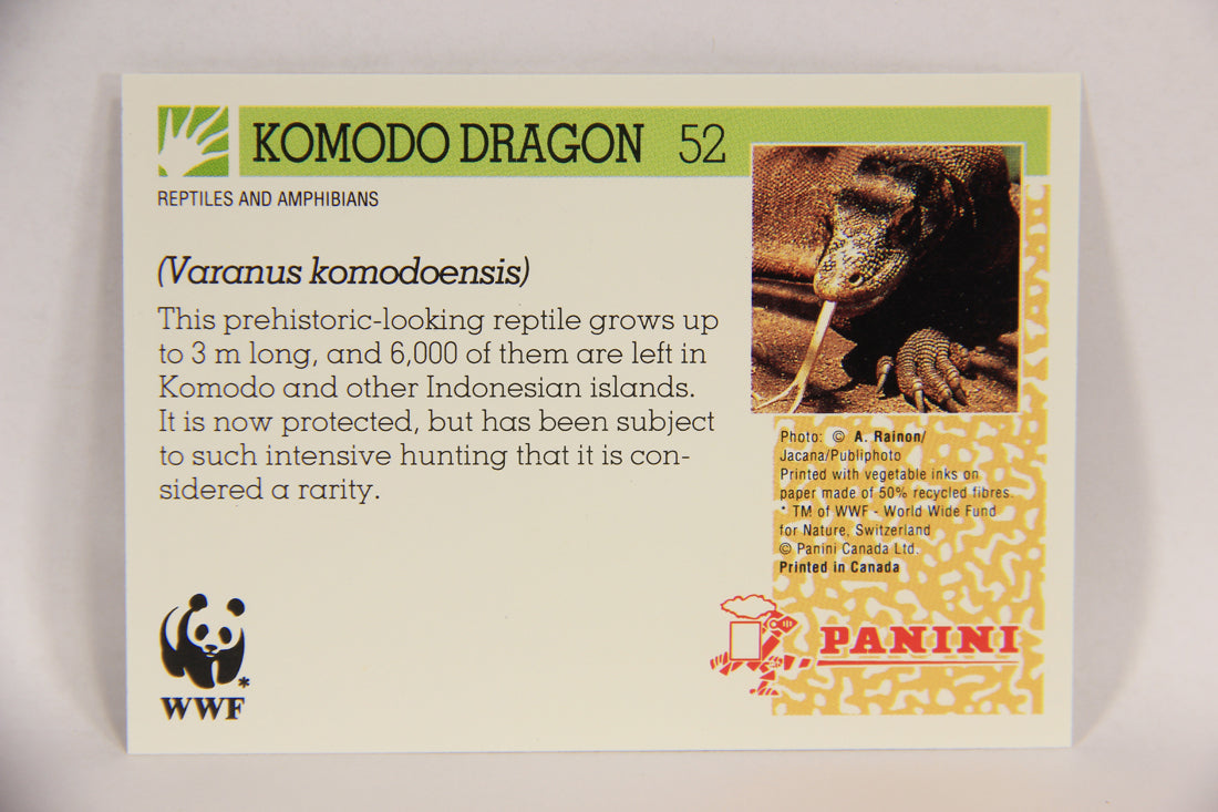 Wildlife In Danger WWF 1992 Trading Card #52 Komodo Dragon ENG L016988