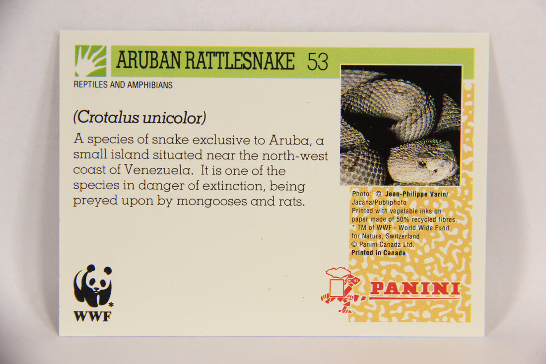 Wildlife In Danger WWF 1992 Trading Card #53 Aruban Rattlesnake ENG L016989