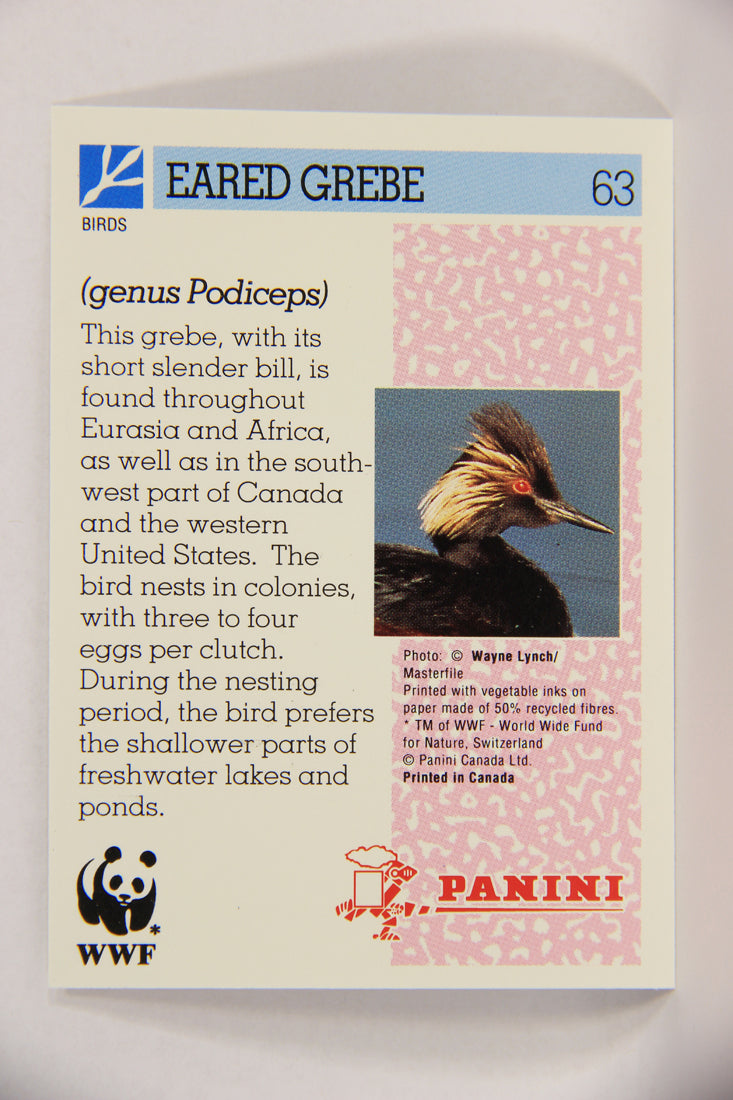 Wildlife In Danger WWF 1992 Trading Card #63 Eared Grebe ENG L016999