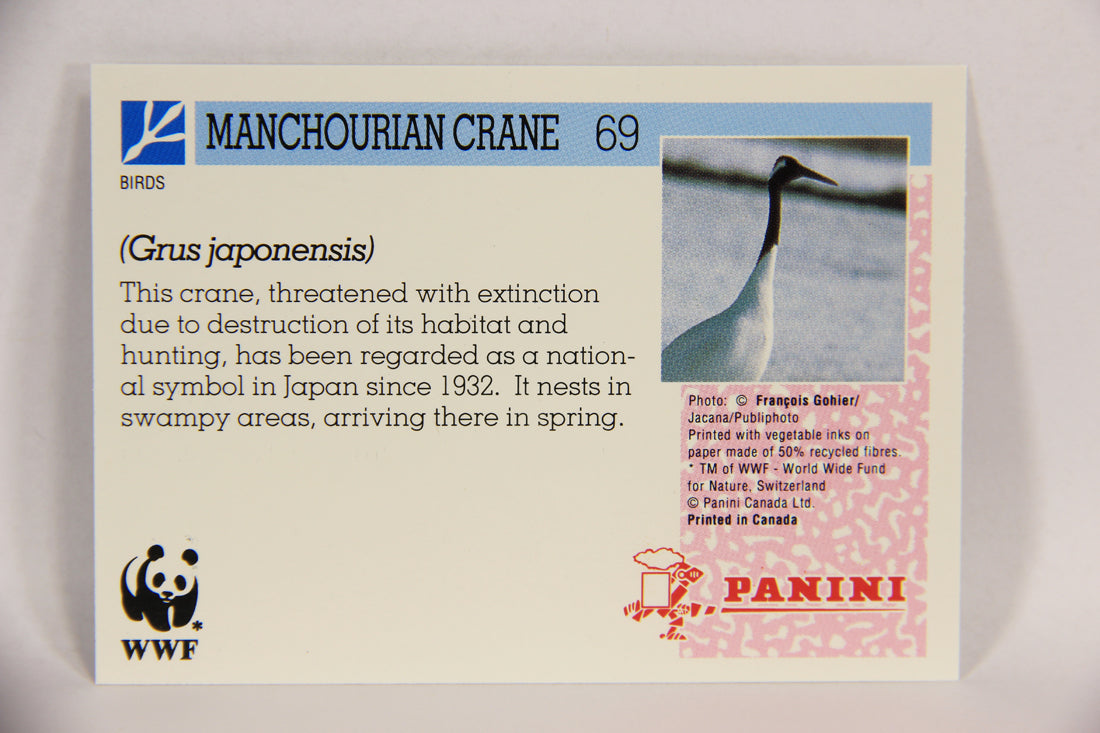 Wildlife In Danger WWF 1992 Trading Card #69 Manchourian Crane ENG L017005