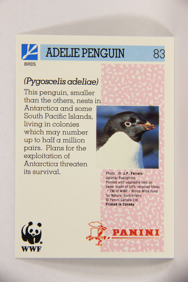 Wildlife In Danger WWF 1992 Trading Card #83 Adelie Penguin ENG L017019