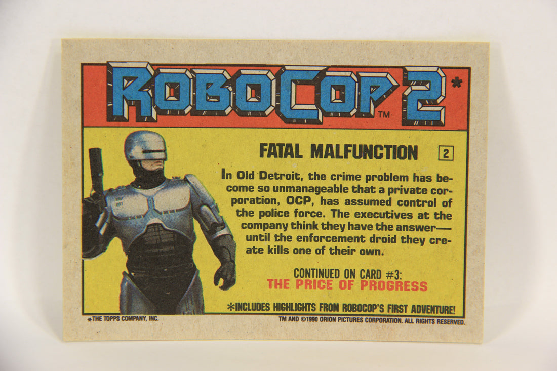 RoboCop 2 Topps 1990 Trading Card #2 Fatal Malfunction ENG L017231