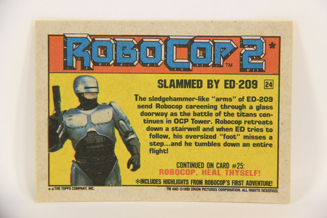 RoboCop 2 Topps 1990 Trading Card #24 Slammed By ED-209 ENG L017253