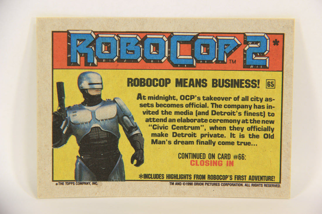 RoboCop 2 Topps 1990 Trading Card #65 Robocop Means Business ENG L017294